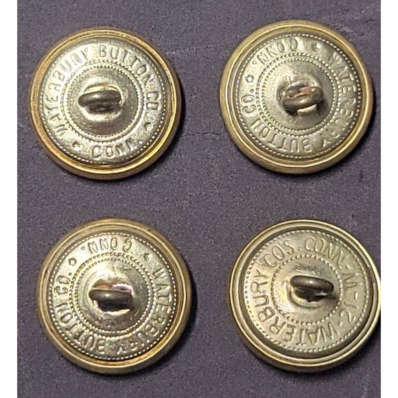 Brass Vintage Waterbury Gold Military Uniform Buttons Set Of 4 - Picture 3 of 6